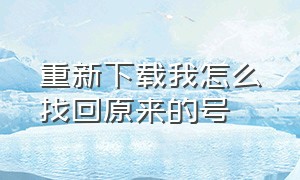 重新下载我怎么找回原来的号（怎么把我之前的号找回来）