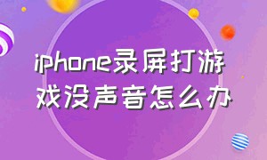 iphone录屏打游戏没声音怎么办