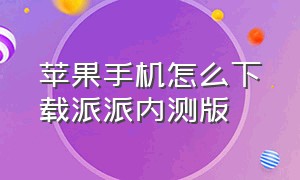 苹果手机怎么下载派派内测版