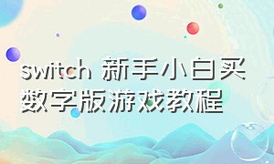 switch 新手小白买数字版游戏教程