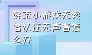 好玩小游戏无实名认证无声音怎么办