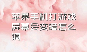 苹果手机打游戏屏幕会变暗怎么调