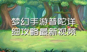 梦幻手游普陀详细攻略最新视频