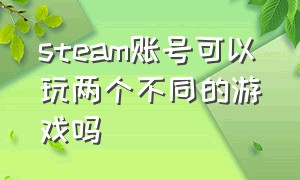 steam账号可以玩两个不同的游戏吗