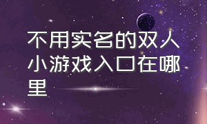 不用实名的双人小游戏入口在哪里