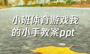 小班体育游戏我的小手教案ppt（拍拍小皮球小班体育游戏教案）