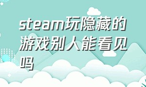 steam玩隐藏的游戏别人能看见吗