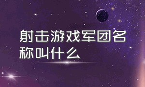 射击游戏军团名称叫什么（射击游戏军团名称叫什么好听）