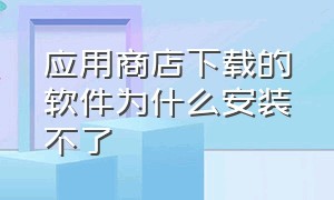 应用商店下载的软件为什么安装不了（应用商店下载安装不了怎么办啊）