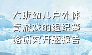 大班幼儿户外体育游戏的组织策略研究开题报告