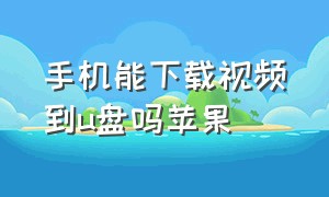 手机能下载视频到u盘吗苹果