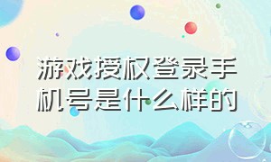 游戏授权登录手机号是什么样的