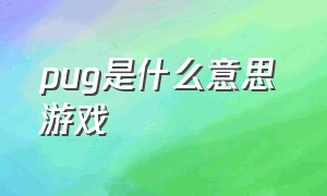 pug是什么意思 游戏（pug是什么网络用语）