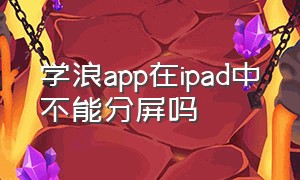 学浪app在ipad中不能分屏吗