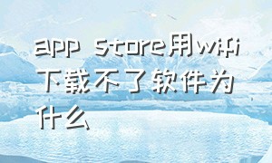 app store用wifi下载不了软件为什么（appstore用wifi无法下载）