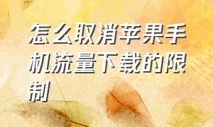 怎么取消苹果手机流量下载的限制（怎么取消苹果手机流量下载的限制功能）