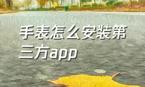 手表怎么安装第三方app