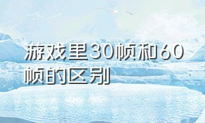 游戏里30帧和60帧的区别（游戏里30帧和60帧的区别在哪）