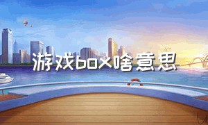 游戏box啥意思