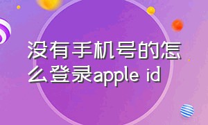 没有手机号的怎么登录apple id