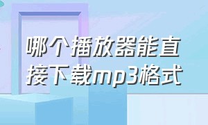 哪个播放器能直接下载mp3格式