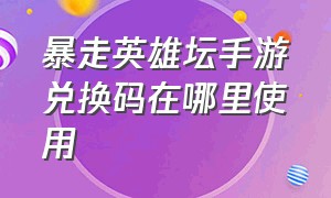 暴走英雄坛手游兑换码在哪里使用