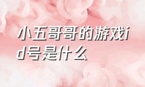 小五哥哥的游戏id号是什么