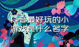 抖音最好玩的小游戏是什么名字