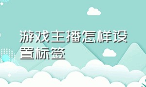 游戏主播怎样设置标签