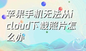 苹果手机无法从icloud下载照片怎么办