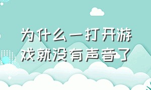 为什么一打开游戏就没有声音了