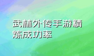 武林外传手游精炼成功率（武林外传手游装备精炼成功率）