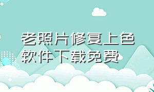 老照片修复上色软件下载免费（老照片上色免费软件哪个好）