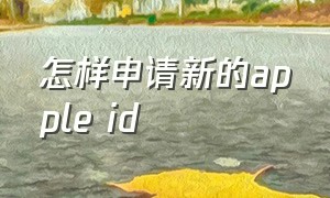 怎样申请新的apple id（怎么注册一个完整的apple id）