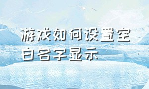 游戏如何设置空白名字显示（游戏怎么填写空白名字）