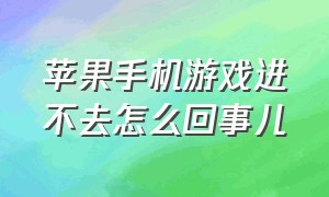 苹果手机游戏进不去怎么回事儿