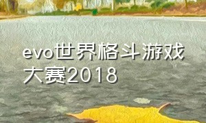 evo世界格斗游戏大赛2018