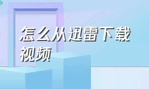 怎么从迅雷下载视频