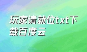 玩家请就位txt下载百度云