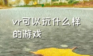 vr可以玩什么样的游戏（vr可以玩什么类型的游戏免费的）