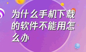 为什么手机下载的软件不能用怎么办