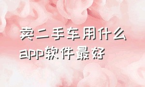 卖二手车用什么app软件最好（买个人二手车用哪个app）