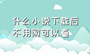 什么小说下载后不用网可以看（怎么下载小说不用网络可以看）