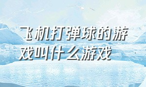 飞机打弹球的游戏叫什么游戏（飞机打弹球的游戏叫什么游戏啊）