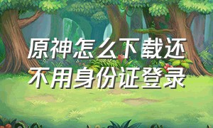 原神怎么下载还不用身份证登录