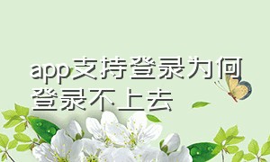 app支持登录为何登录不上去