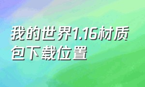 我的世界1.16材质包下载位置（我的世界1.16材质包在哪下）