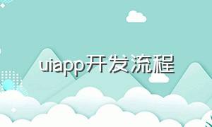 uiapp开发流程（uiapp开发小程序）