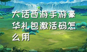 大话西游手游豪华礼包激活码怎么用（大话西游手游礼包码2024在哪领取）