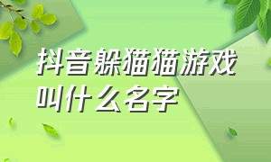 抖音躲猫猫游戏叫什么名字